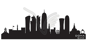 Doha Qatar city skyline silhouette - vector clipart