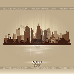 Doha Qatar city skyline silhouette - vector image