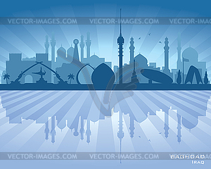 Baghdad Iraq city skyline silhouette - vector image