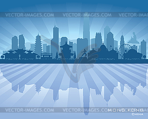 Hong Kong China city skyline silhouette - royalty-free vector clipart