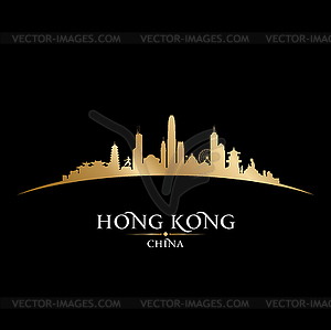 Hong Kong China city skyline silhouette black - vector clipart