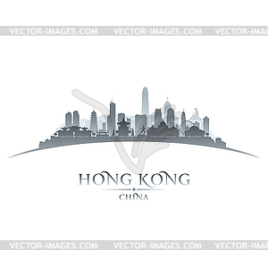 Hong Kong China city skyline silhouette white - vector clipart