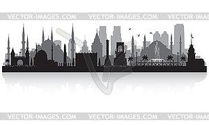 Istanbul Turkey city skyline silhouette - vector clip art