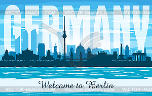 Berlin Germany city skyline silhouette - vector clip art