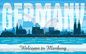 Marburg Germany city skyline silhouette - vector clipart / vector image