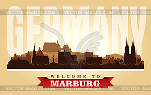 Marburg Germany city skyline silhouette - vector image