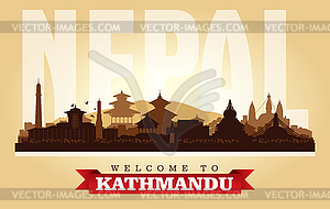 Kathmandu Nepal city skyline silhouette - vector image