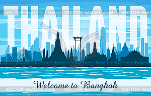 Bangkok Thailand city skyline silhouette - vector clip art