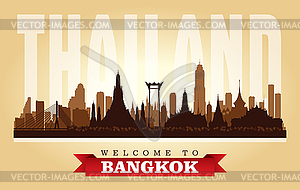 Bangkok Thailand city skyline silhouette - vector clipart