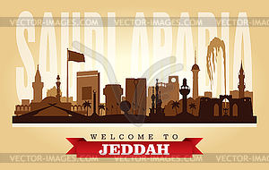 Jeddah Saudi Arabia city skyline silhouette - vector image