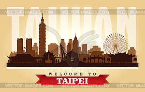 Taipei Taiwan city skyline silhouette - vector image