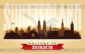 Zurich Switzerland city skyline silhouette - vector image