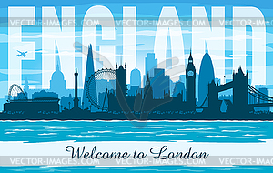 London United Kingdom city skyline silhouette - vector clipart