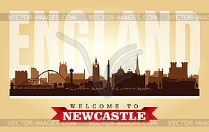 Newcastle United Kingdom city skyline silhouette - vector clip art