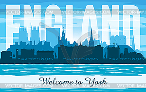 York United Kingdom city skyline silhouette - royalty-free vector clipart