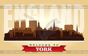 York United Kingdom city skyline silhouette - vector image