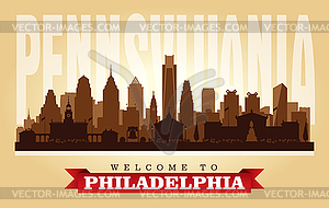 Philadelphia Pennsylvania city skyline silhouette - vector clipart