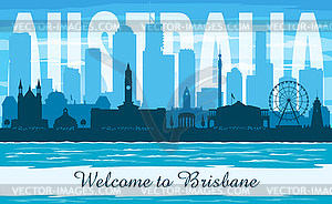 Brisbane Australia city skyline silhouette - vector clip art
