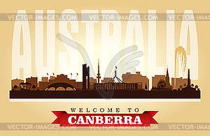 Canberra Australia city skyline silhouette - vector clipart