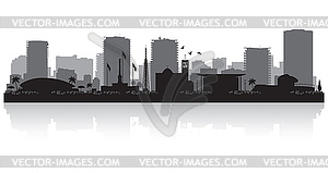 Darwin Australia city skyline silhouette - vector clip art