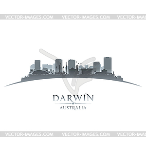 Darwin Australia city silhouette white background - vector clipart