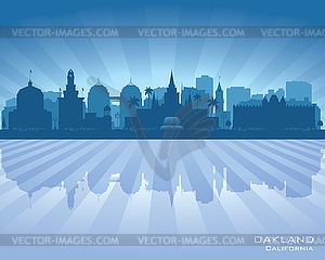 Oakland California city skyline silhouette - vector clipart