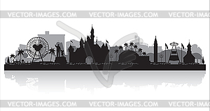 Anaheim California city skyline silhouette - vector clipart