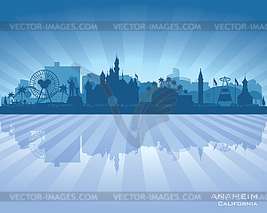 Anaheim California city skyline silhouette - vector clip art