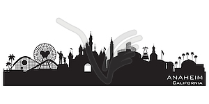 Anaheim California city skyline silhouette - vector clipart