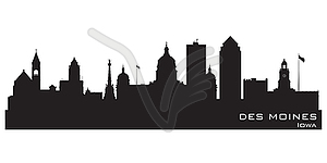 Des Moines Iowa city skyline silhouette - vector clip art