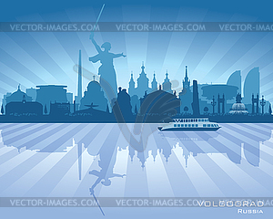 Volgograd Russia city skyline silhouette - vector clipart / vector image