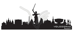 Volgograd Russia city skyline silhouette - vector image