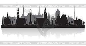 Riga Latvia city skyline silhouette - vector image