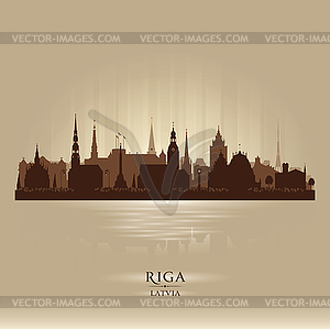 Riga Latvia city skyline silhouette - vector clipart