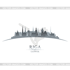 Riga Latvia city silhouette white background - vector image