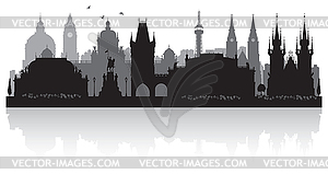 Prague Czech city skyline silhouette - vector image