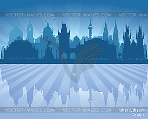 Prague Czech city skyline silhouette - vector clip art