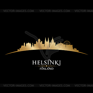 Helsinki Finland city silhouette black background - vector image