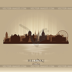 Силуэт горизонта города Финляндии Хельсинки - изображение в векторном формате