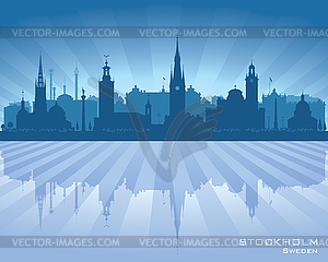 Stockholm Sweden city skyline silhouette - vector clip art