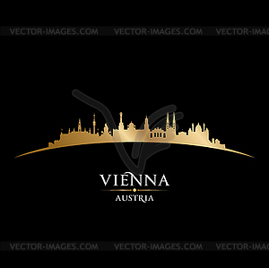 Вена Австрия город силуэт черный фон - векторный клипарт EPS