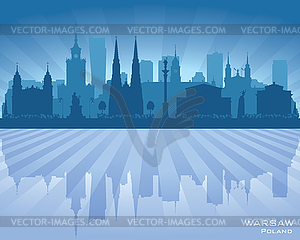 Warsaw Poland city skyline silhouette - vector clip art