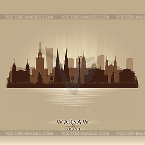 Warsaw Poland city skyline silhouette - vector clipart