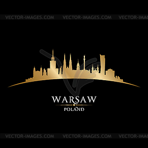 Warsaw Poland city silhouette black background - vector image