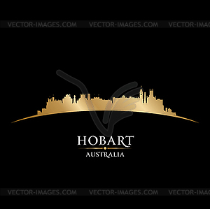 Hobart Australia city silhouette black background - vector clip art