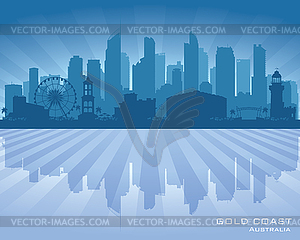 Gold Coast Australia city skyline silhouette - vector clipart