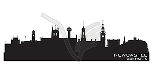 Newcastle Australia city skyline silhouette - vector image