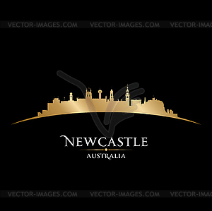 Newcastle Australia city silhouette black background - vector clipart