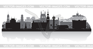 Newcastle Australia city skyline silhouette - white & black vector clipart