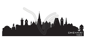 Chennai India city skyline silhouette - vector EPS clipart